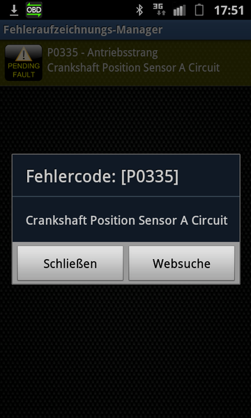 Ausgelesen mit OBD BT Adapter und Handyapp Torque